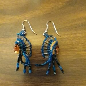 Beaded wire pierced earrings